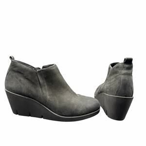 ECCO Women’s Nubuck Wedge Ankle Booties EU 41 US 10 Black Comfort boots